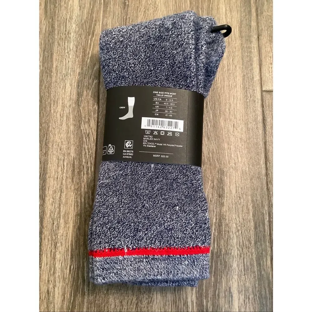UGG Mens One Size Marled Navy Kyro Cozy Knit Crew Socks Lounge Minimalist B23-11